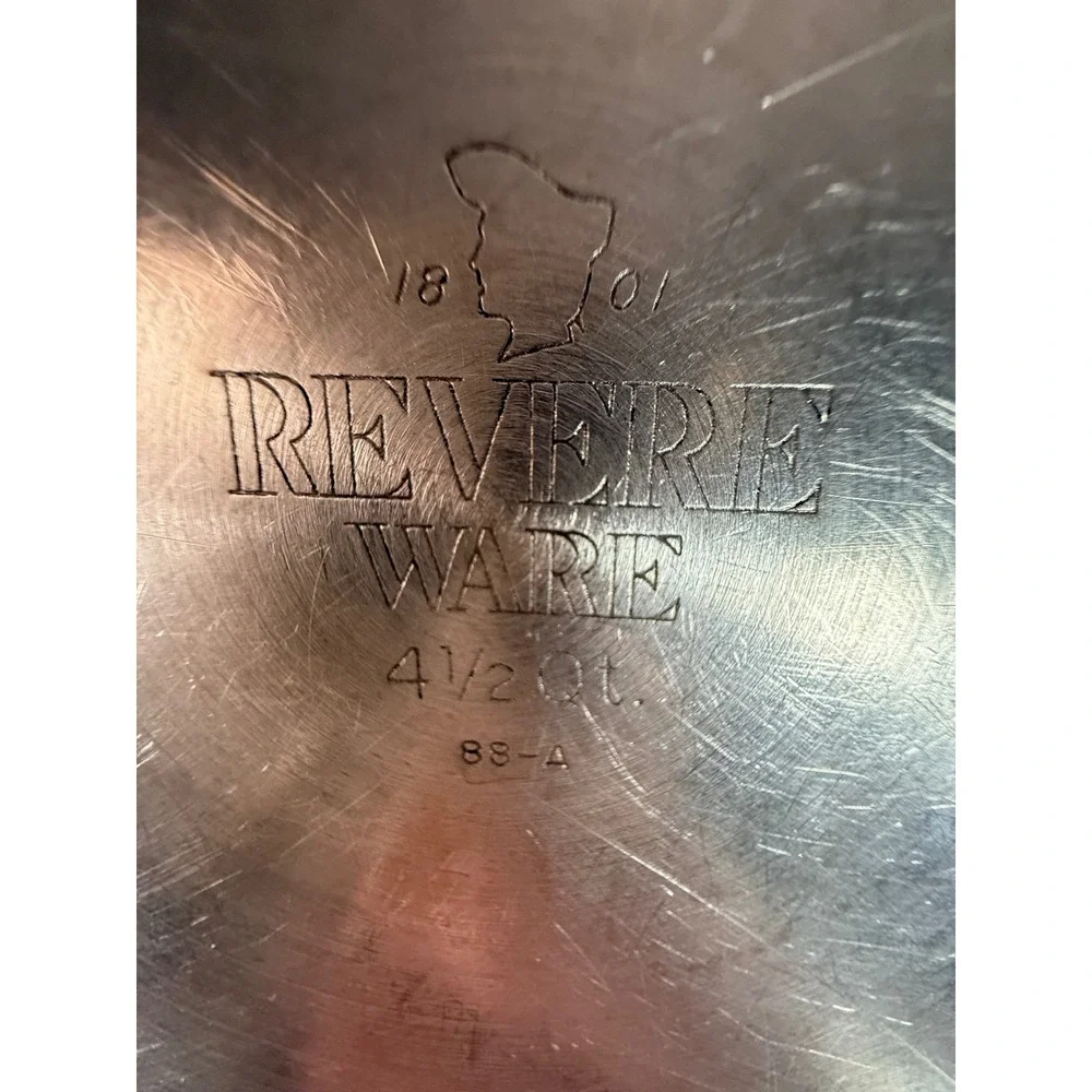 Vintage Revere Ware‎ 1801 Stainless Steel 4.5 Qt Stockpot 88-A Double Handle Pot